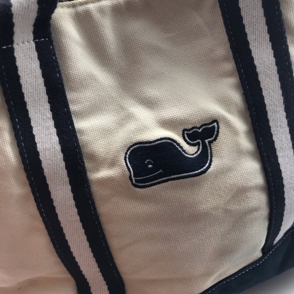 Bag Whale Blue and Cream Canvas Tote - Picture 2 of 4